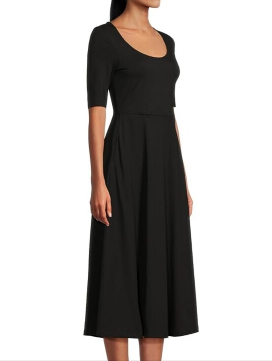 Pact Dresses & Skirts - PACT Black Organic Cotton Fit & Flare Midi Dress | Women's Medium